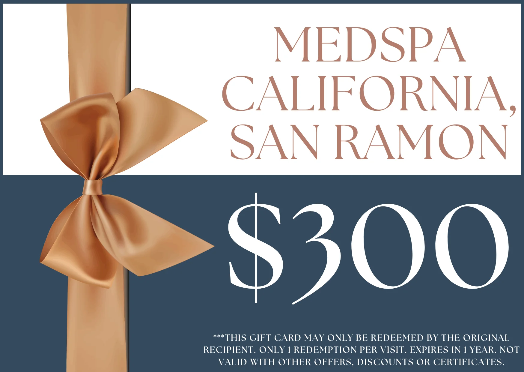 a gift card with a bow and text