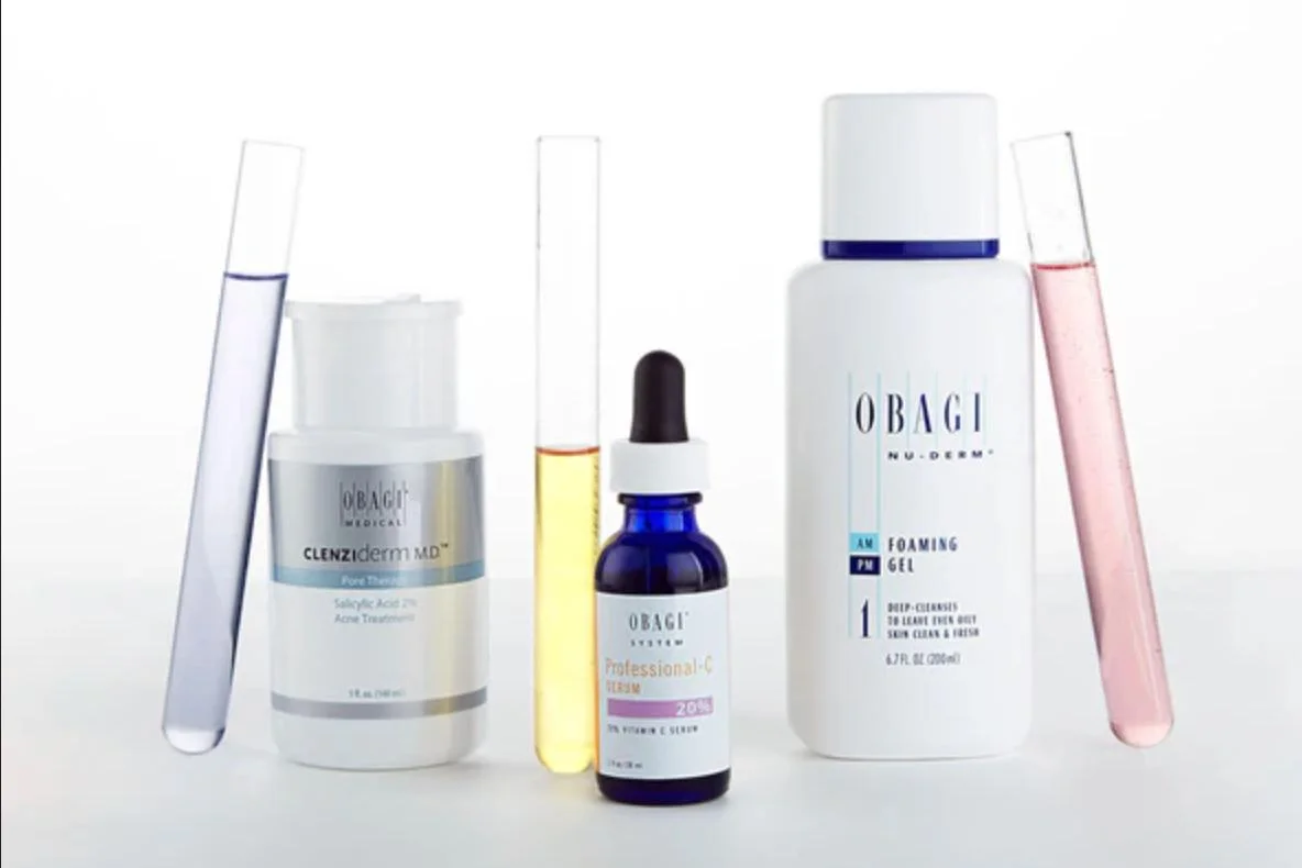 a group of bottles and tubes