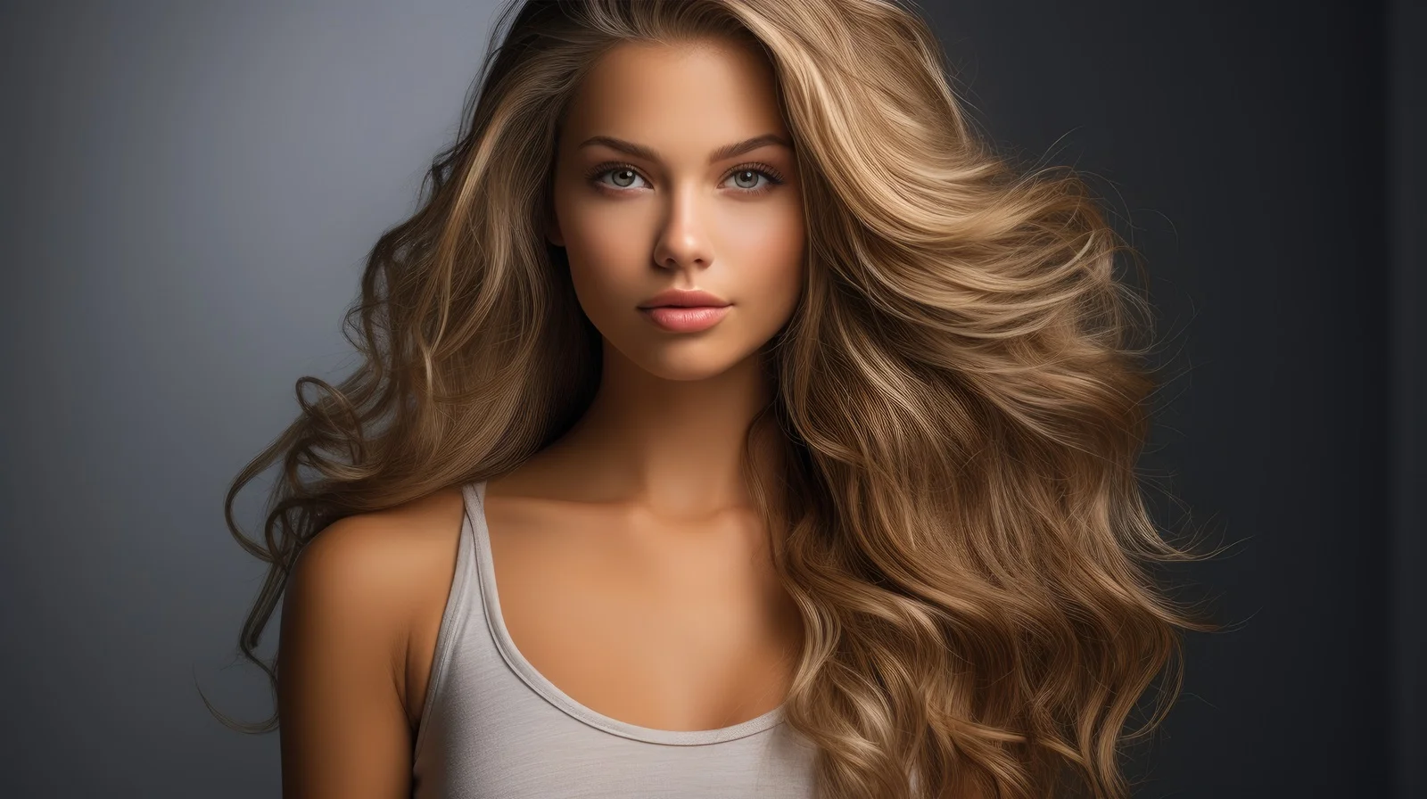 a woman with long hair