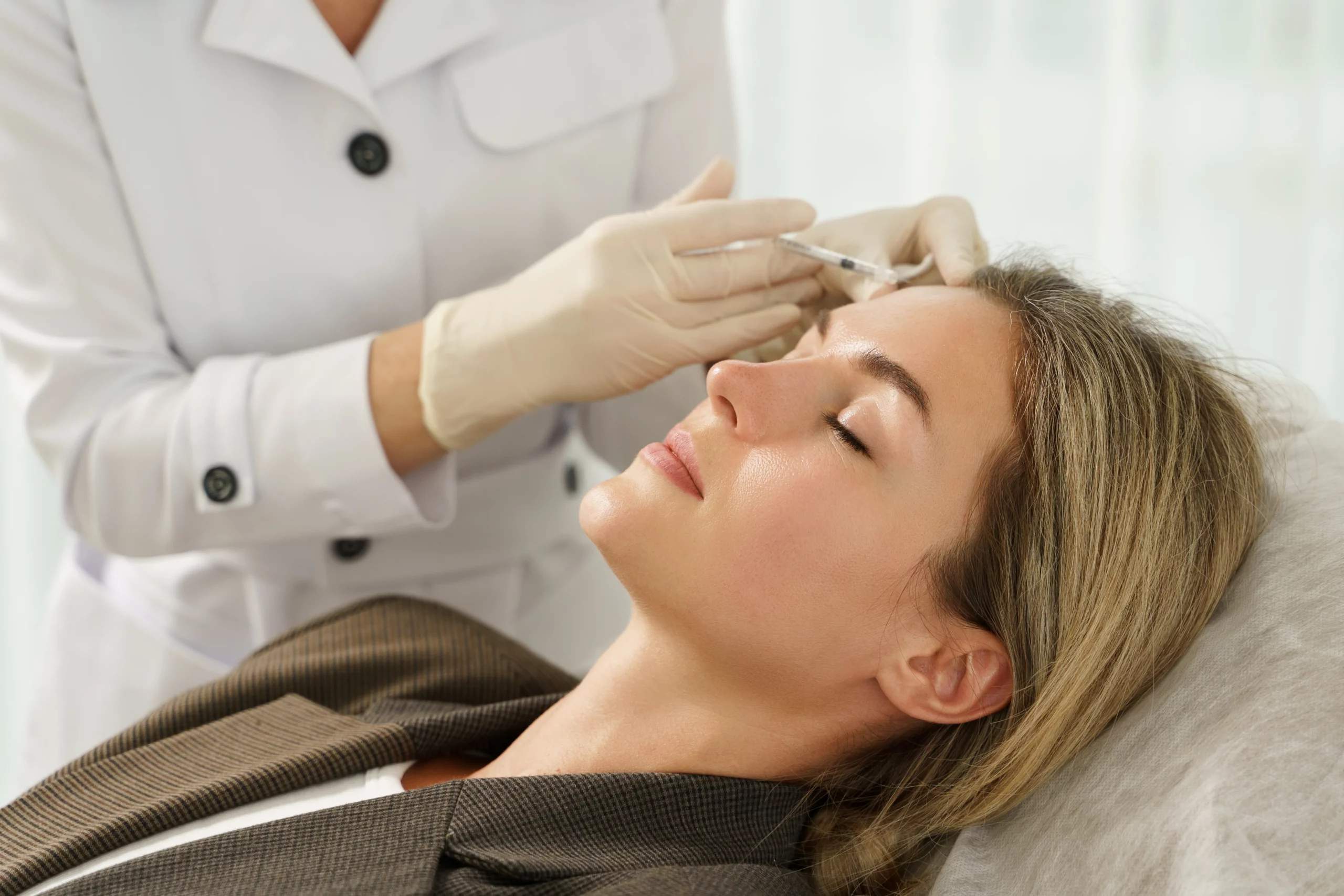 a woman getting botox injection