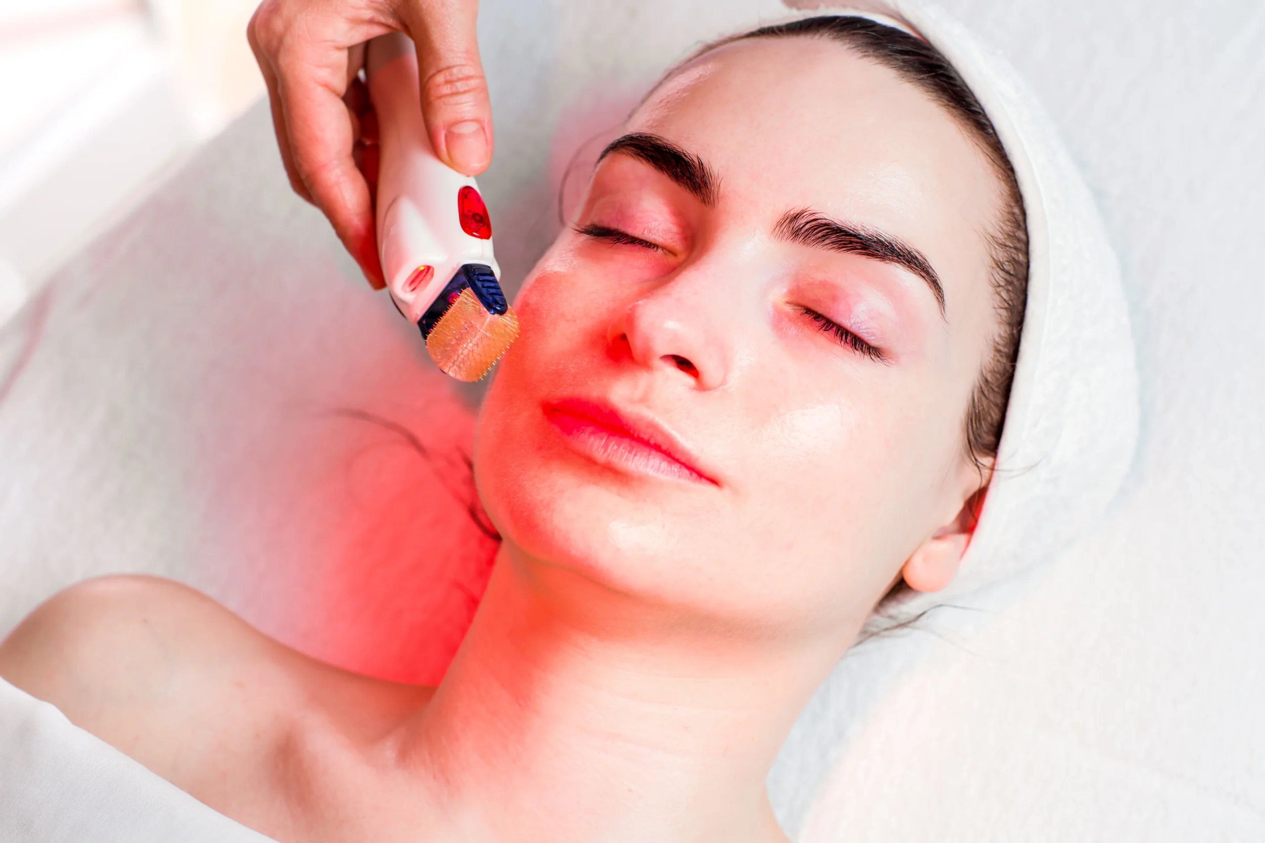 a woman getting a face massage